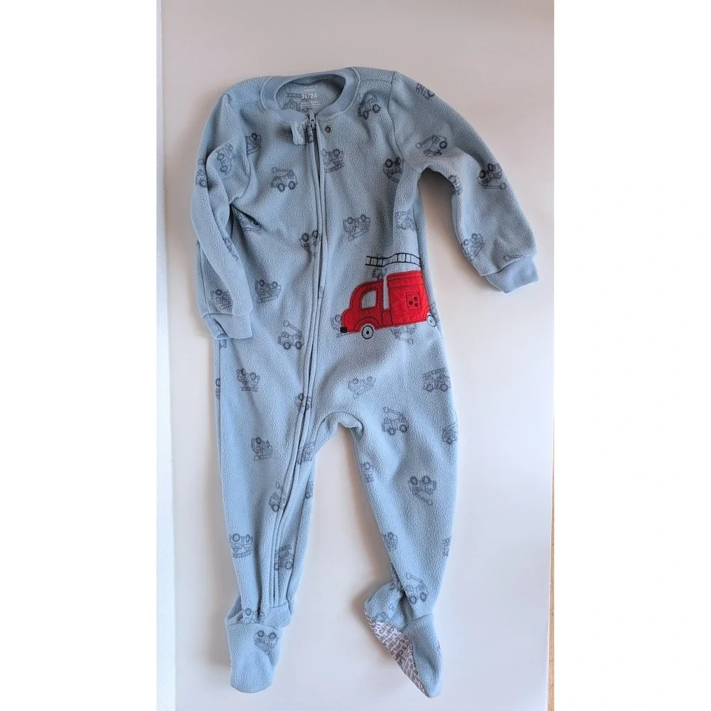 Carters Toddler Boys 2T 2A Fleece Footed Pajamas Sleepers Construction